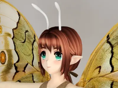 T pose rigged model of Chouko anime creature 3D model