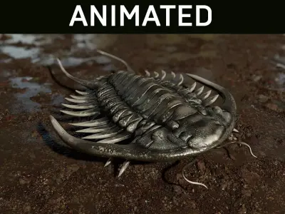 Trilobite 03 - PARACERAURUS EXSUL Low-poly 3D model