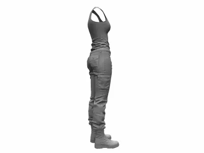 Womens Tactical Cargo pants and Tops - High Poly 3D model