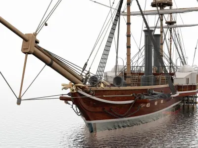 Vladimir steamshipfrigate 1848 Low-poly 3D model