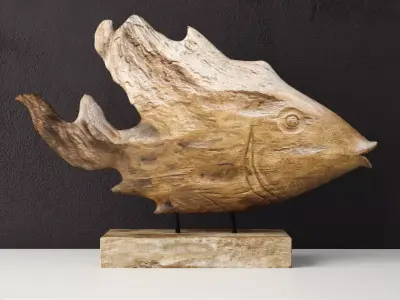 Teak Fish Bust by Uttermost 3D model