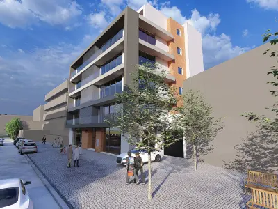 6 Floor Multifamily Mixed Use Building SketchUp and Lumion Model 3D model