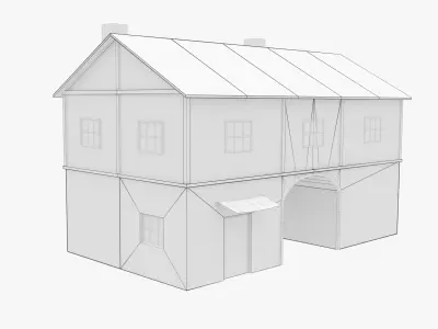 Medieval Gate House Low-poly 3D model