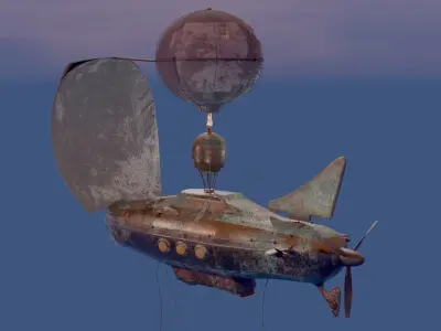 Steam Punk Airship Low-poly 3D model