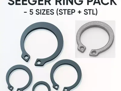 External Retaining Rings DIN 471 Pack of 5 3D model