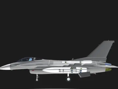 High-Quality F-16 Fighting Falcon 3D Model - OBJ Format Low-poly 3D model