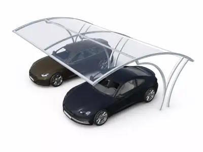 Modern Double Carport  Metal Carport with Polycarbonate Roof  Free 3D model