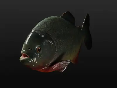 Piranha PBR game ready model fish Low-poly 3D model