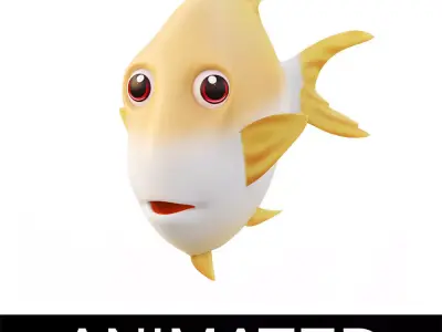 Snubnose Dart Fish Cartoon Animated Low-poly 3D model