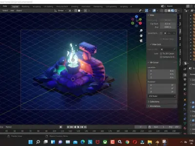 ancient-altar low poly model render in blender Low-poly 3D model