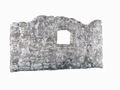 Old castle wall part B Low-poly 3D model