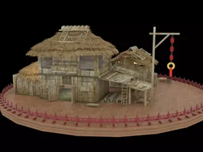 Chinese ancient cottage  house  3D model