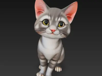 Cat Realistic 3D Model - Low Poly Realistic Low-poly 3D model