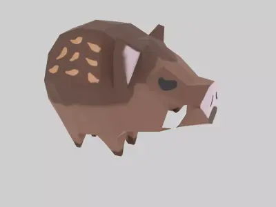 Low Polly Boar with simple rig Free 3D model