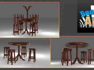 Medieval Table and Stool 3D Free low-poly 3D model