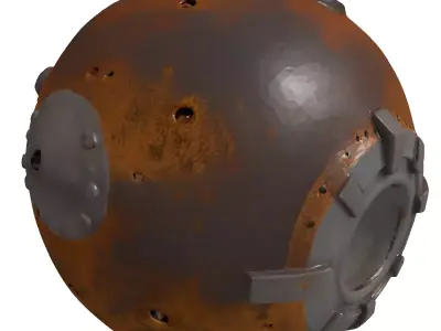 Rusty Iron Cannonball 3D Model 3D model