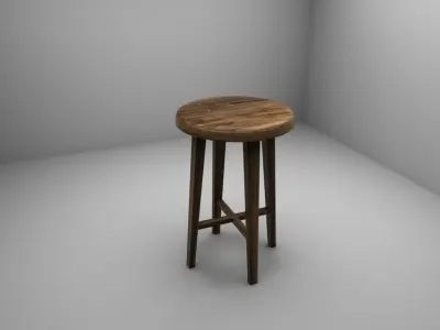 Wooden Stool - Low Poly 3d model Free low-poly 3D model