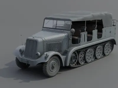 SdKfz7 Halftracked Artillery Tractor Low-poly 3D model