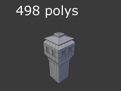 low poly military tower Low-poly 3D model