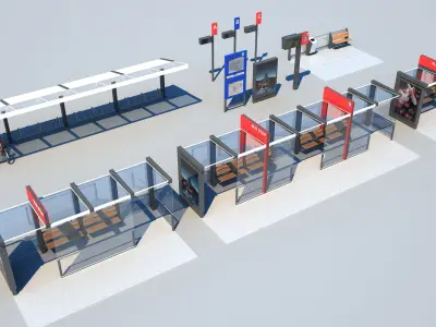 Bus Stop Shelters 3D model
