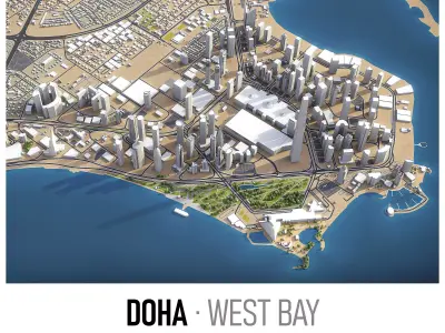 Doha - West Bay Low-poly 3D model