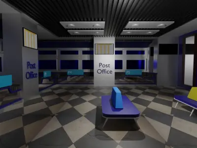 Post Office Interior Low-poly 3D model