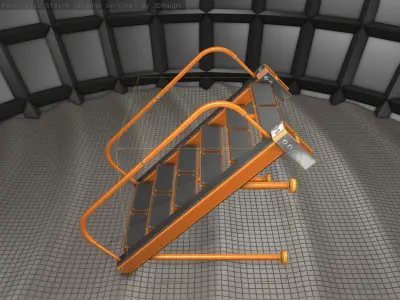 Sci-Fi Stairs - 17 - Orange Version Low-poly 3D model