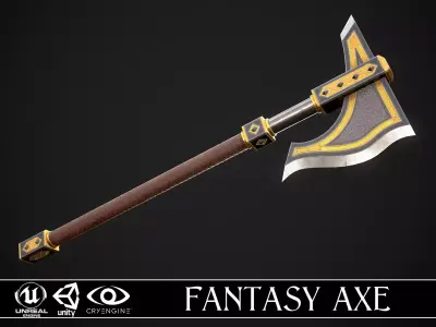 Fantasy Axe 1B Low-poly 3D model
