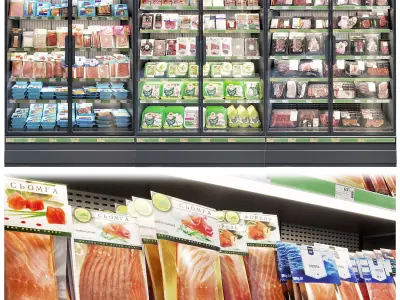 Market refrigerators 3D model