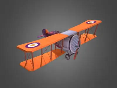 Stylized WWI airplane  Low-poly 3D model