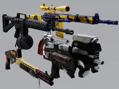 GUN COLLECTION  Free low-poly 3D model