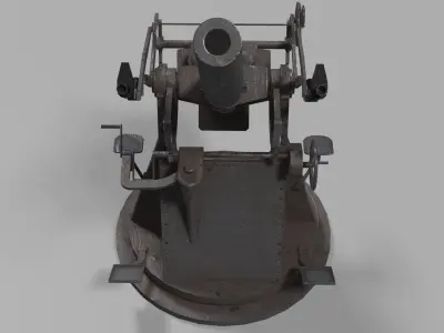  QF 3 naval 3 inch gun low poly Low-poly 3D model
