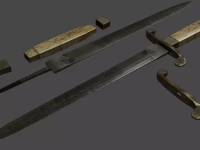 Army dagger of the time of King Nicholas the Second Low-poly 3D model