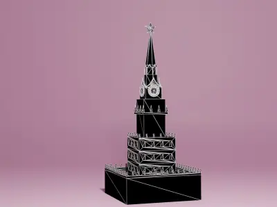Moscow Kremlin Spasskaya Tower Low-poly 3D model