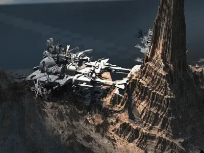 Star Wars inspired Racer With Desert Mountain 2 3D model