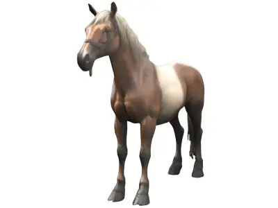 Viking era horse game model Low-poly 3D model