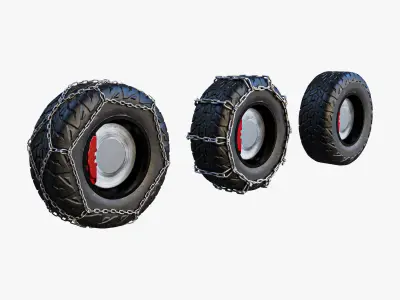Wheel Offroad Pack Lowpoly Chain Low-poly 3D model