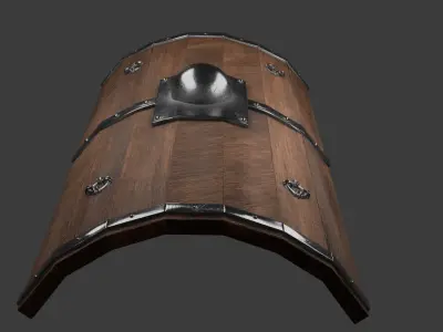 Wooden scutum shield Low-poly 3D model