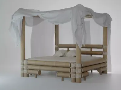 Bamboo bed Free 3D model