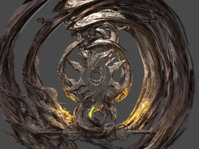 Healers Tree Wall engraving 3 Low-poly 3D model