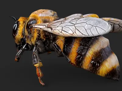 Bee Cartoon Low-poly 3D model