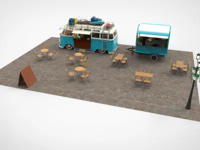 Set Food coffee street cafe 3D model