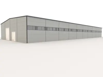 Industrial metal hangar Low-poly 3D model