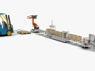 Automatic Carton Unpacking Packing and Palletizing Machine 3D model