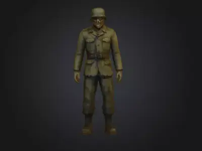 German Zombie Soldier Low-poly 3D model