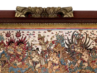 Balinese picture green frame great battle scene Low-poly 3D model