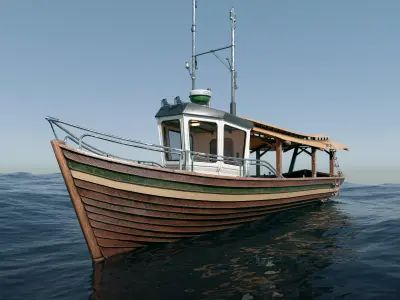 Fishing boat Low-poly 3D model