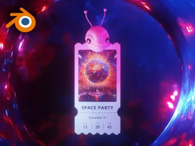 Space 3D ticket Blender template Eevvee render 3D model