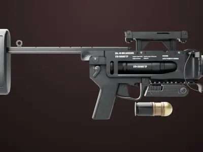 Grenade Launcher 04 Black Generic All PBR Unity UE Textures Low-poly 3D model