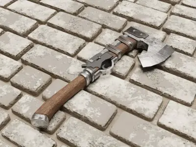 Shotgun-Axe Low-poly 3D model